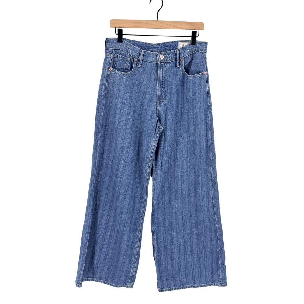 Gap Wide Leg Jeans Blue 27/4 Regular High Rise Denim Cropped Pants
